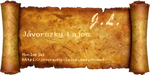 Jávorszky Lajos névjegykártya